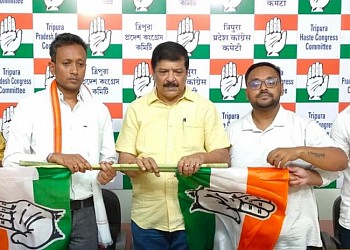 After his father Pijush Biswas returned to Congress, Pujan Biswas too joined Congress again. TIWN Pic April 15